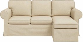 vidaXL Καναπές Κρεμ 215 x 138 x 80 εκ ύφασμα