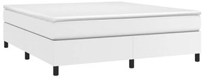 vidaXL Κρεβάτι Boxspring με Στρώμα Λευκό 160x200εκ.από Συνθετικό Δέρμα