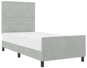 vidaXL Σκελετός Κρεβατιού Ανοιχτό γκρι 100 x 200 cm Βελούδο
