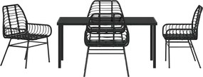 vidaXL Σέτ φαγητού για κήπο 5 pcs Μαύρο συνθετικό ρατάν