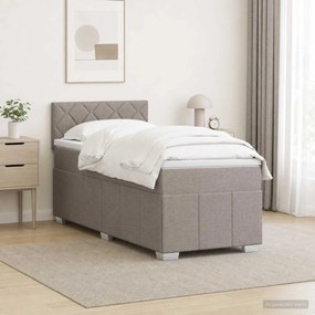 vidaXL Κρεβάτι box spring με στρώμα Taupe 100 x 200 cm Ύφασμα