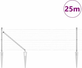 vidaXL Τεντώτο με στήριγμα Ασημί 0,8 x 25 m Ατσάλι