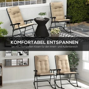 Outsunny Σετ 2 Μαξιλάρια για Ξαπλώστρα Ανθεκτικό στο Νερό Μαξιλάρι για Ξαπλώστρα Κήπου 50x116x5 cm, Μπεζ