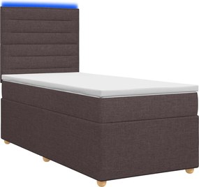 vidaXL Κρεβάτι box spring με στρώμα Σκούρο Καφέ 100 x 200 cm Ύφασμα
