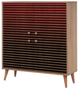 Παπουτσοθήκη - Ντουλάπι Multilux 863SPH3949 95x36x111cm Oak-Red Μοριοσανίδα,Ξύλο