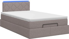 vidaXL Κρεβάτι Ottoman με Στρώμα και LED Taupe 120 x 200 cm Ύφασμα
