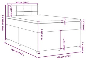 Κρεβάτι Boxspring με Στρώμα Taupe 120x190 εκ. Υφασμάτινο - Μπεζ-Γκρι