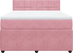 vidaXL Κρεβάτι Boxspring με Στρώμα Ροζ 160x200 εκ. Βελούδινο