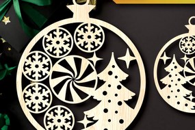 Σετ των 3 Intra απο ξύλο plywood 3mm-4mm πάχος - Στολίδια χριστουγεννιάτικων δέντρων με λέιζερ Δίασταση 6x6 cm INTRAFABR-104934445