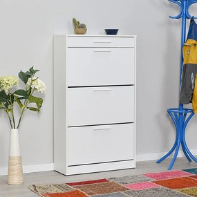 Παπουτσοθήκη Flat Megapap 18 ζεύγων χρώμα λευκό 75x29x128εκ.