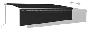 vidaXL Τέντα Συρόμενη Χειροκίνητη με Σκίαστρο & LED Ανθρακί 6 x 3 μ.