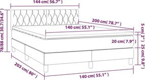 vidaXL Κρεβάτι Boxspring με Στρώμα Μαύρο 140x200 εκ. Υφασμάτινο