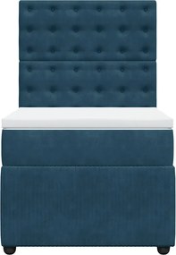 vidaXL Κρεβάτι Boxspring με Στρώμα Σκούρο Μπλε 80 x 200 εκ. Βελούδινο