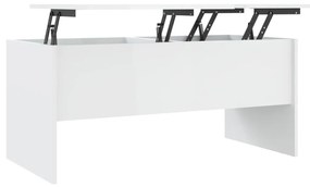 Τραπεζάκι Σαλονιού Γυαλ. Λευκό 102x50,5x46,5 εκ. Επεξεργ. Ξύλο - Λευκό