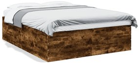 vidaXL Πλαίσιο Κρεβατιού Καπνιστή Δρυς 150x200 εκ. Επεξεργασμένο Ξύλο