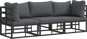 vidaXL Εξωτερικά Έπιπλα 3 Τεμάχιο Μαύρο και Ανθρακί Μέταλλο
