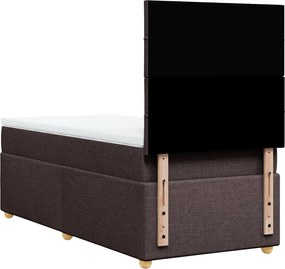 vidaXL Κρεβάτι Boxspring με Στρώμα Σκούρο Καφέ 90x190 εκ. Υφασμάτινο