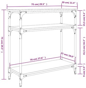 Τραπέζι Κονσόλα Καφέ Δρυς 75x29x75 εκ. Επεξεργασμένο Ξύλο - Καφέ