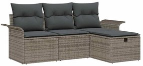 vidaXL Σετ Καναπέ Κήπου 4 pcs Γκρι 196 x 117 x 85 εκ. Πολυ ράταν