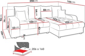 Γωνιακός καναπές Kronos-Mpez - 250.00Χ166.00Χ94.00cm