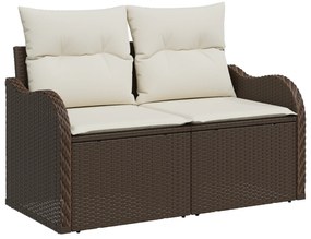 vidaXL Σετ 6 Τεμαχίων Καναπέ Κήπου με Μαξιλάρια Καφέ Πολυ Ρατάν