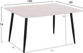 Τραπέζι Rav λευκό μαρμάρου sintered stone-μαύρο μέταλλο 140x80x75