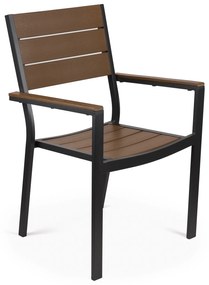 Πολυθρόνα κήπου "Oria" αλουμίνιο μαύρο-polywood καφέ 57x56x88 100-03711