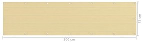 vidaXL Διαχωριστικό Βεράντας Μπεζ 75 x 300 εκ. από HDPE
