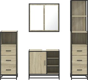 vidaXL Σετ Επίπλων Μπάνιου 4 Τεμαχίων Sonoma Δρυς Επεξεργασμένο Ξύλο