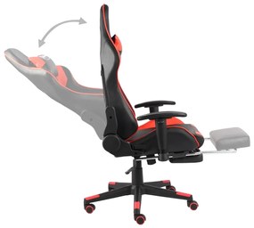 vidaXL Καρέκλα Gaming Περιστρεφόμενη με Υποπόδιο Κόκκινη PVC