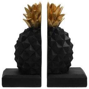 Σετ Βιβλιοστάτες 2τεμ. "Ανανάς" FL530 Fylliana Polyresin Μαύρο-Χρυσό χρώμα 9x9x19εκ