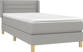 vidaXL Κρεβάτι Boxspring με Στρώμα Ανοιχτό Γκρι 80x200 εκ. Υφασμάτινο