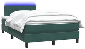 vidaXL Κρεβάτι Boxspring με Στρώμα Σκούρο Πράσινο 120x210εκ. Βελούδινο