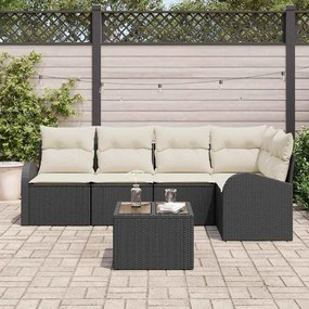 vidaXL Σετ Καναπέ Κήπου με μαξιλάρι 6 pcs Μαύρο Πολυ ράταν