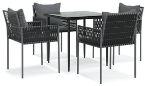 vidaXL Σετ Τραπεζαρίας Κήπου 5 τεμ. Συνθ. Ρατάν / Ατσάλι με Μαξιλάρια