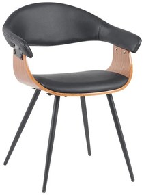 Καρέκλα - Πολυθρόνα Austen PU μαύρο-ξύλο καρυδί-μέταλλο μαύρο 58x55x77εκ 55.5x53.5x77 εκ.