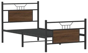 vidaXL Πλαίσιο Κρεβ. Χωρ. Στρώμα Καφέ Δρυς 90x200 εκ. Επεξ. Ξύλο