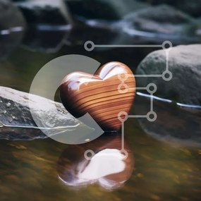 Intra Συλλεκτικό Ξύλινο Παζλ Plywood 4mm - Ξύλινη καρδιά σε βράχους στο νερό Σε Ξύλινο Κουτί - Διαστάσεις: 10x10 cm – 25 κομμάτια