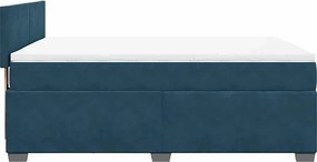 vidaXL Κρεβάτι Boxspring με Στρώμα Μπλε 140x200 εκ. Βελούδινο