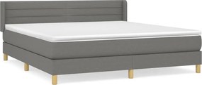 vidaXL Κρεβάτι Boxspring με Στρώμα Σκούρο Γκρι 180x200 εκ Υφασμάτιν