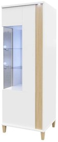 Βιτρίνα Nashville B110, Ανοιχτό χρώμα ξύλου, Γυαλιστερό λευκό, Άσπρο, Με πόρτες, Ο αριθμός των θυρών: 2, 160x52x40cm, 46 kg | Epipla1.gr