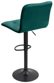 Σκαμπό μπαρ Carmelo Megapap με ρυθμιζόμενο ύψος βελούδο κυπαρισσί - βάση μαύρο ματ 45x42x90/113εκ.