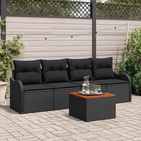 vidaXL Σετ Καναπέ Κήπου 5 pcs Μαύρο Πολυ ράταν