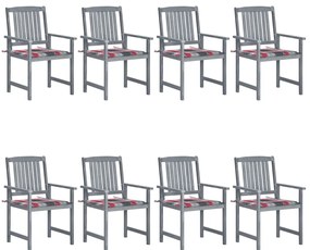 vidaXL Καρέκλες Κήπου 8 τεμ. Γκρι από Μασίφ Ξύλο Ακακίας με Μαξιλάρια