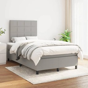 Κρεβάτι Boxspring με Στρώμα Ανοιχτό Γκρι 120x200 εκ. Υφασμάτινο