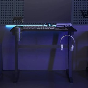 vidaXL Γραφείο Gaming με LED Μαύρο 90x60x75 εκ. με Πόδια σε Σχήμα Ζ