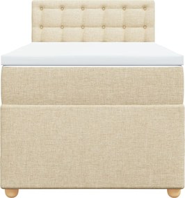 vidaXL Κρεβάτι Boxspring με Στρώμα Κρεμ 90x200 εκ.Υφασμάτινο