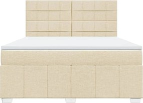 vidaXL Κρεβάτι Boxspring με Στρώμα Κρεμ 180x200 εκ. Υφασμάτινο