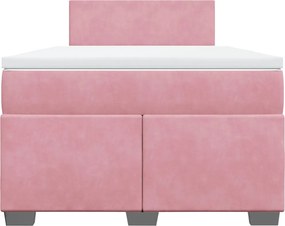 vidaXL Κρεβάτι Boxspring με Στρώμα Ροζ 120x190 εκ. Βελούδινο