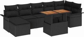 vidaXL Σετ Καναπέ Κήπου με αποθήκευση 8 pcs Μαύρο Πολυ ράταν